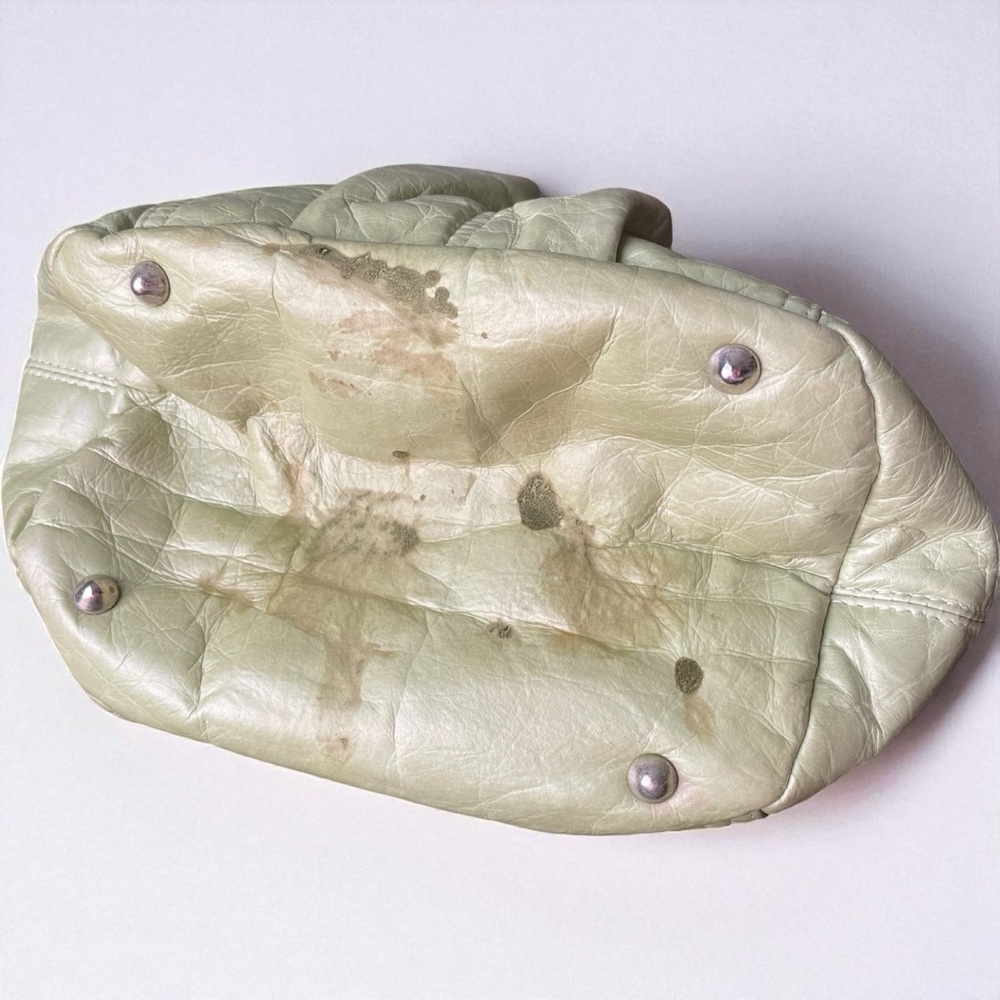 Tylie Malibu Distressed Leather Belted Strap Hobo Bucket Utility Bag in Green - Picture 9 of 11